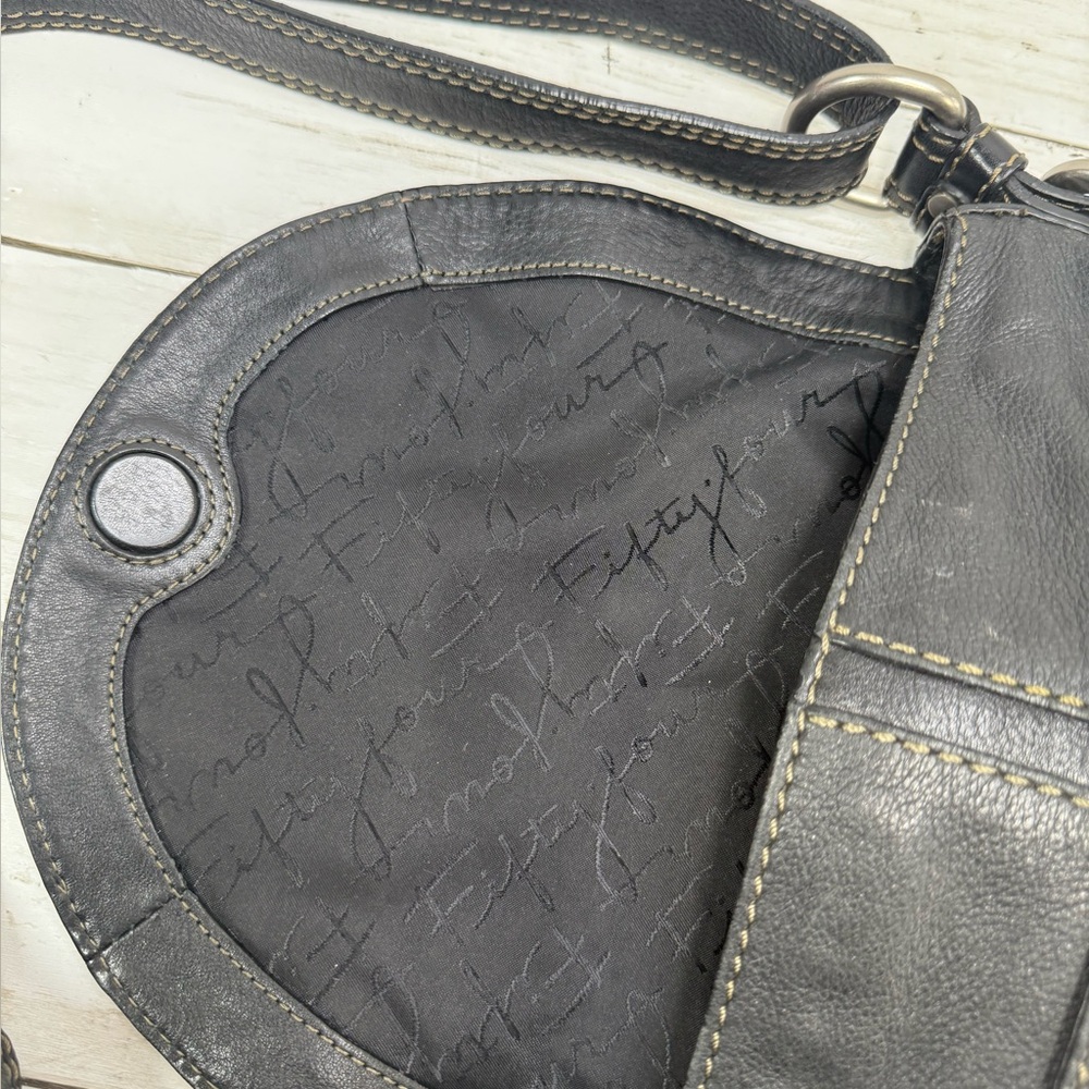 VTG Fossil Fifty Four Classic Black Pebbled Leather Crossbody Bag Durable 90s - Picture 14 of 16